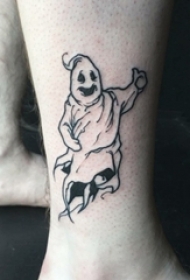 幽灵纹身图案 男生脚踝上黑色的幽灵纹身图片