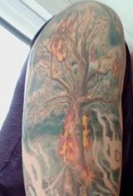 树纹身 男生手臂上彩绘纹身树纹身图案