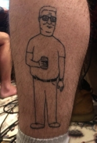 纹身卡通 男生小腿上人物肖像纹身图片