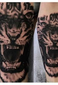 老虎图腾纹身 男生手臂上老虎头纹身图案
