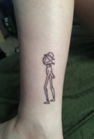 纹身卡通 女生小腿上黑色的卡通眼睛纹身图片