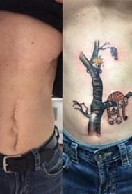 纹身覆盖 男生腹部彩绘的卡通纹身图片