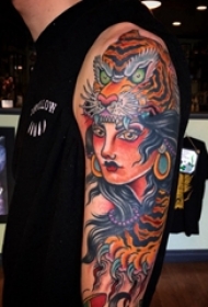 女生人物纹身图案 男生手臂上女性人物纹身图案