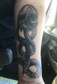 蛇纹身 男生手臂上骷髅纹身图片