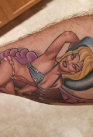 女生人物纹身图案 女生手臂上彩色纹身女生人物纹身图案