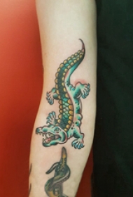 卡通鳄鱼纹身 女生手臂上彩色的鳄鱼纹身图片