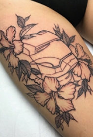 花朵纹身  女生大腿上花朵纹身图片