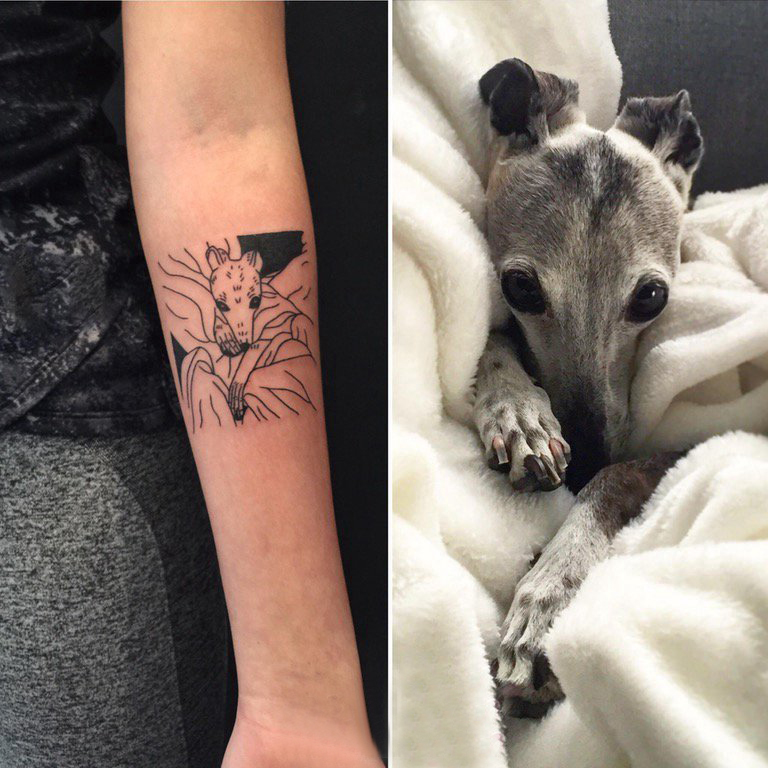 点击大图看下一张：百乐动物纹身 女生手臂上几何动物纹身图片