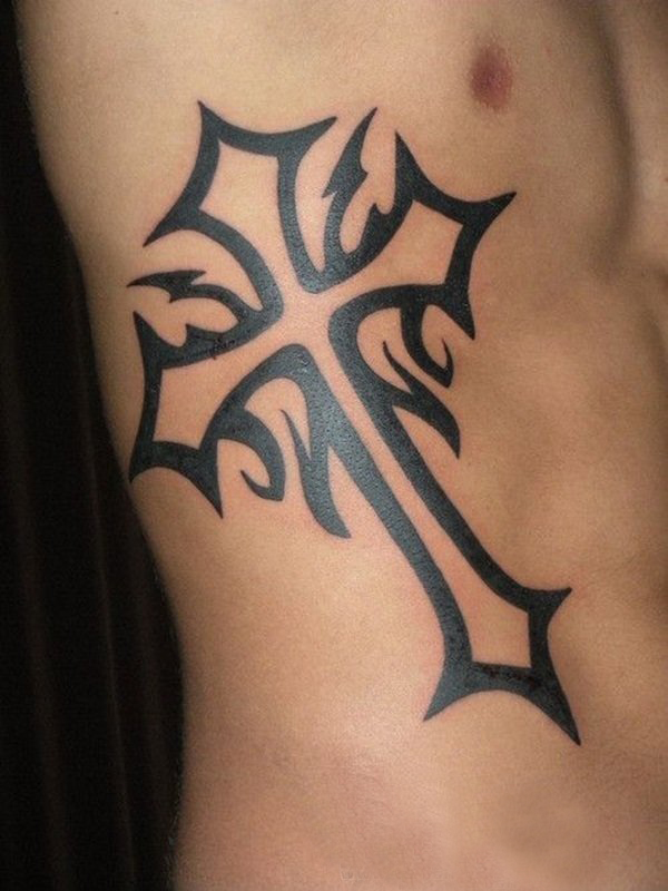 点击大图看下一张：简单十字架纹身 多款极简线条纹身十字架纹身图案