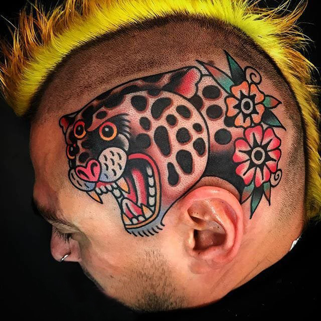 点击大图看下一张：百乐动物纹身 多款素描纹身彩色百乐动物纹身图案