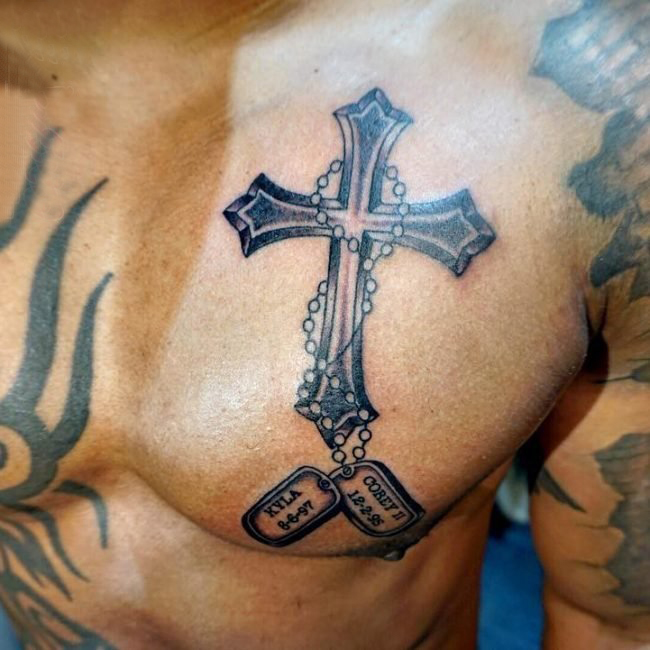 点击大图看下一张：简单十字架纹身 多款素描纹身简单十字架纹身图案