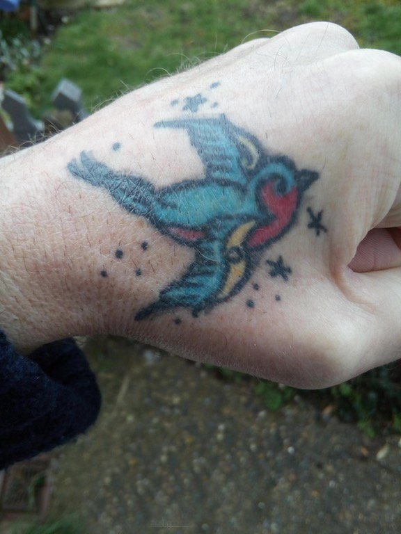 点击大图看下一张：鸟纹身 女生手部鸟纹身图片
