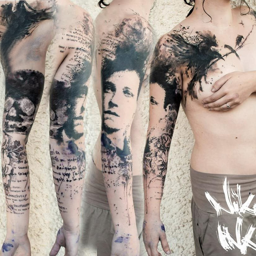 点击大图看下一张：人物肖像纹身 多款素描纹身人物纹身图案