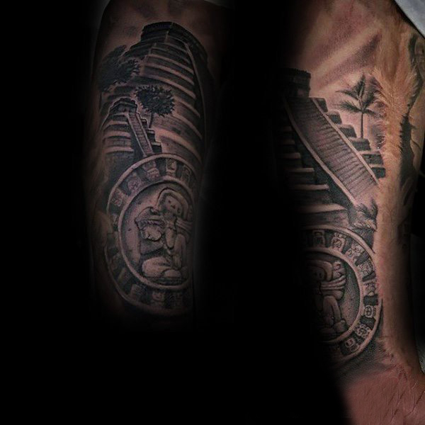 点击大图看下一张：纹身玛雅图腾 多款简单线条纹身黑色玛雅图腾纹身图案