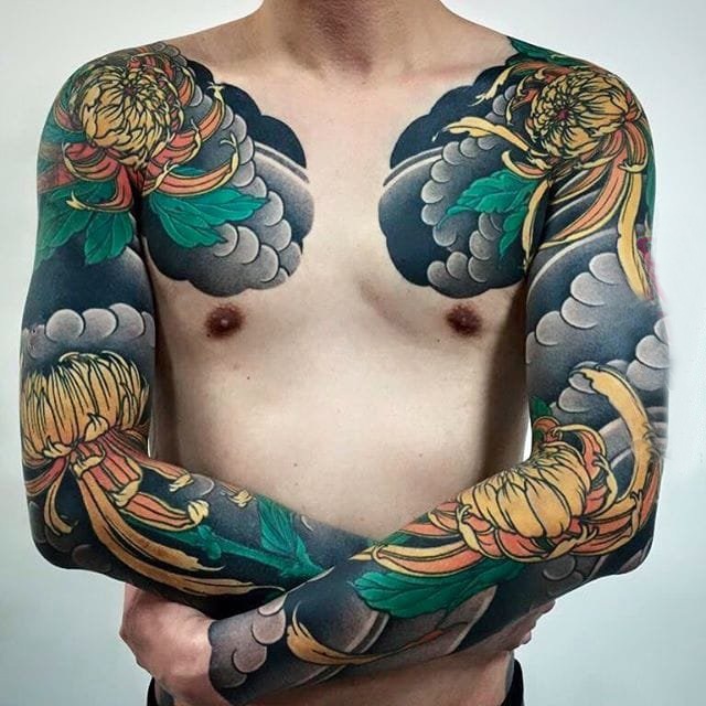 点击大图看下一张：日本传统纹身图案 多款素描纹身彩色日本传统纹身图案
