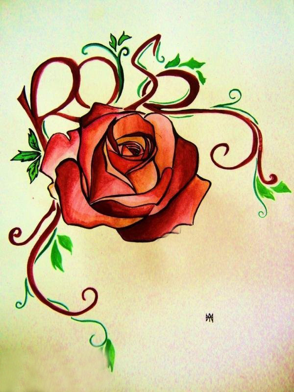 点击大图看下一张：纹身玫瑰手稿 多款简单线条纹身素描小清新文艺纹身玫瑰手稿