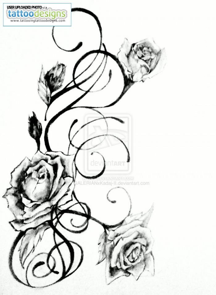 点击大图看下一张：纹身玫瑰手稿 多款简单线条纹身素描小清新文艺纹身玫瑰手稿