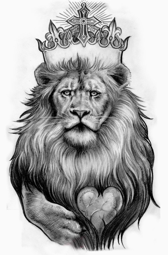 点击大图看下一张：纹身狮子头手稿 简单线条纹身素描黑色纹身狮子头手稿