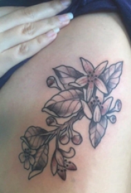花朵纹身 女生侧肋上花朵纹身图片