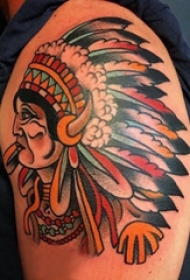 印第安人纹身 男生手臂上印第安人纹身图片