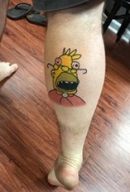 彩绘纹身 男生小腿上彩色的卡通人物纹身图片