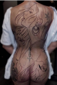 女生人物纹身图案 女生背部女性人物纹身图案