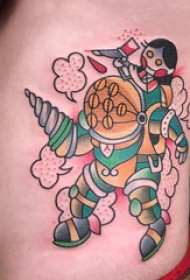 机器人纹身 男生侧腰上机器人纹身图片