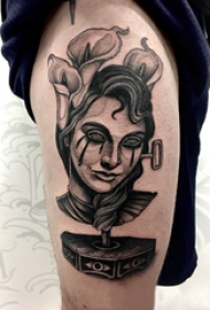 人物纹身图片 女生大腿上人物纹身图片