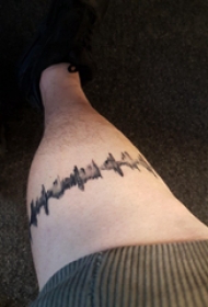 心电图纹身图片 男生小腿上心电纹身图片