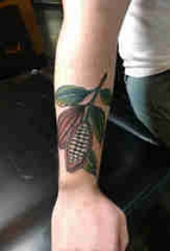植物纹身 男生手臂上彩色的植物纹身图片
