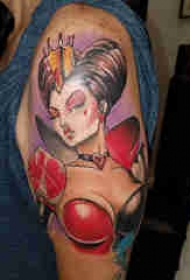 人物肖像纹身 女生手臂上女性人物纹身图案