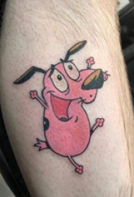 小狗纹身图片 男生小腿上彩色的卡通小狗纹身图片