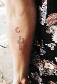 仙人掌纹身 男生手臂上月亮和仙人掌纹身图片