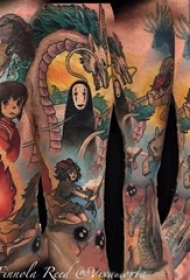彩绘纹身  男生小腿上彩色的卡通人物纹身图片