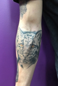 手臂纹身图片 男生手臂上彩色的豹子纹身图片