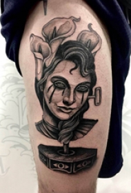女生人物纹身图案 女生大腿上女性人物纹身图案