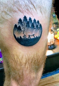 松树纹身 男生大腿上松树纹身图片
