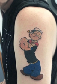 大臂纹身男 男生大臂上彩色的大力水手纹身图片