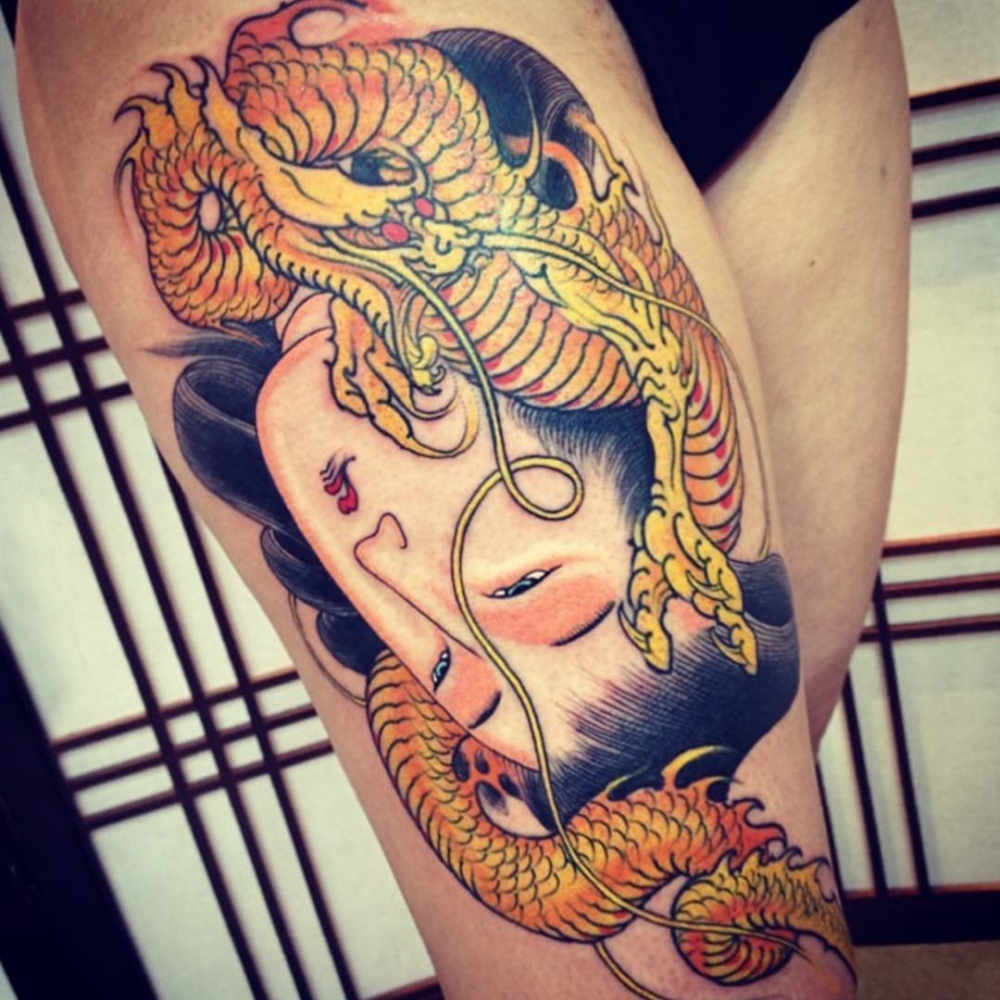 点击大图看下一张：日本纹身 多款彩绘纹身素描日本纹身图案