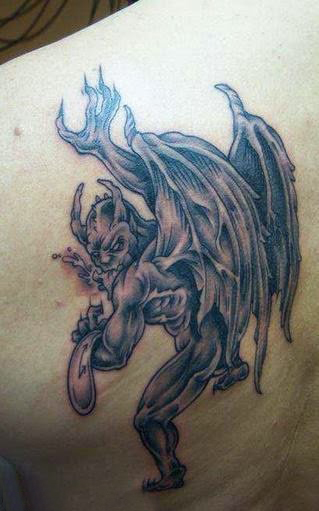 点击大图看下一张：恶魔纹身简单 多款黑灰纹身点刺技巧大恶魔纹身图案