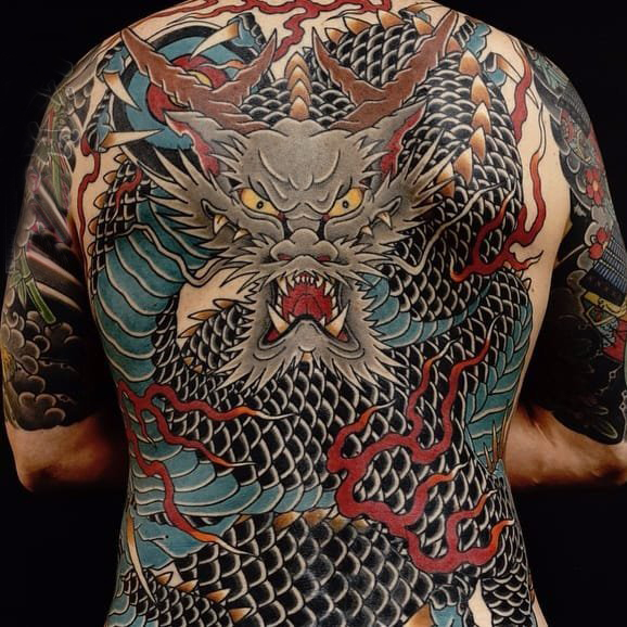 点击大图看下一张：日本纹身 多款素描纹身彩色日本传统纹身图案