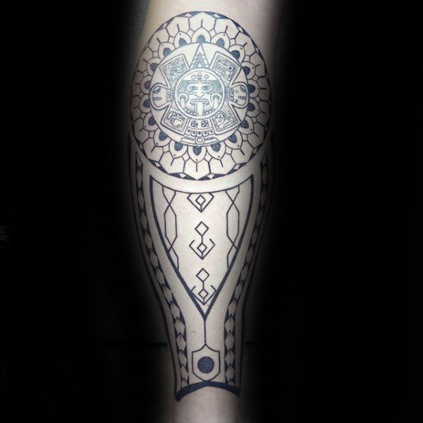 点击大图看下一张：纹身玛雅图腾 多款黑灰纹身点刺技巧玛雅图腾纹身图案