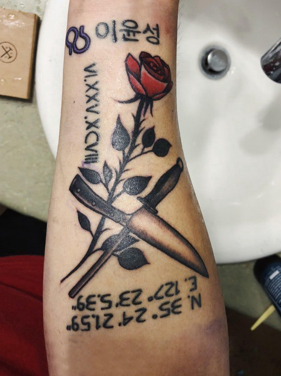 点击大图看下一张：玫瑰纹身图 女生手臂上玫瑰纹身图片