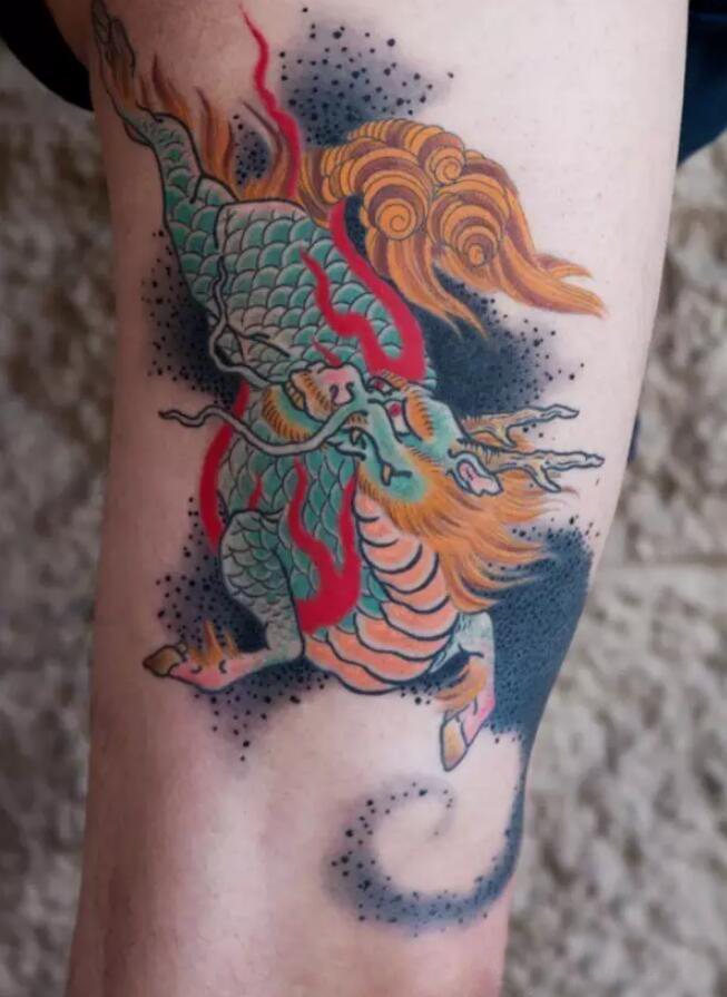 点击大图看下一张:三十多款不同部位彩绘麒麟纹身