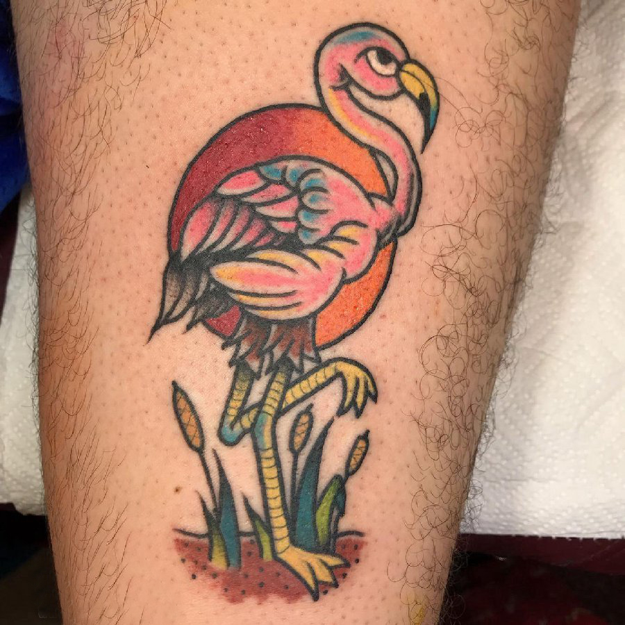 点击大图看下一张：百乐动物纹身  男生小腿上彩绘动物纹身图片