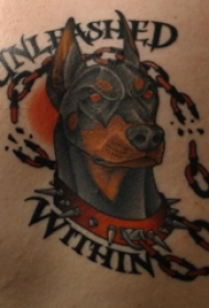 小狗纹身图片 男生背部小狗纹身图片