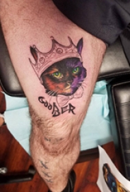 小清新猫咪纹身 男生大腿上小猫咪纹身图片