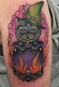 小猫咪纹身  男生手臂上创意的小猫咪纹身图片