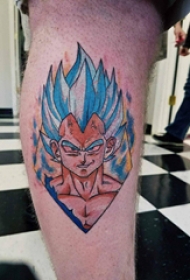 超级赛亚人纹身 男生小腿上彩色的超级赛亚人纹身图片