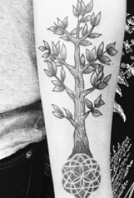 树纹身 多款简单线条纹身素描树图腾纹身图案